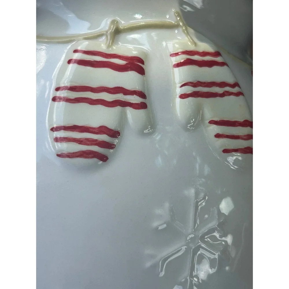 VTG Hallmark Christmas Cookie Jar Ceramic Mittens Red Jingle Bell Lid 1990s